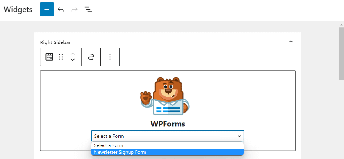 Ajouter le formulaire d'inscription WPForms à la barre latérale