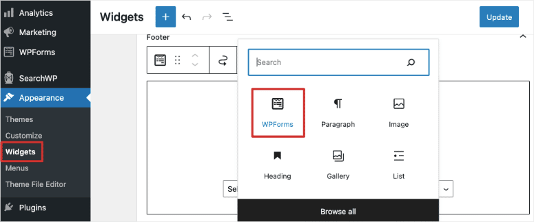 Bloc de widget WPForms