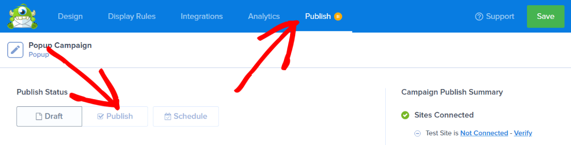 Publish OptinMonster Campaign
