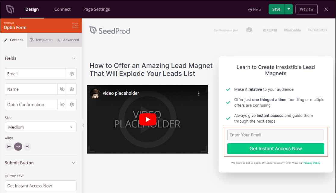 SeedProd Optin Landing Page Template