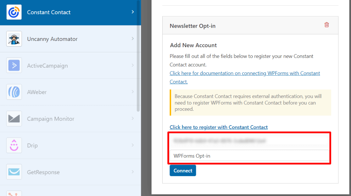 Connect to WPForms