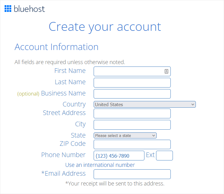 Bluehost Checkout Page