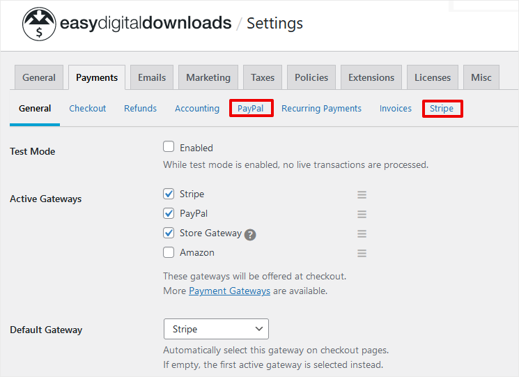 EDD Online Video Sales Payment Settings