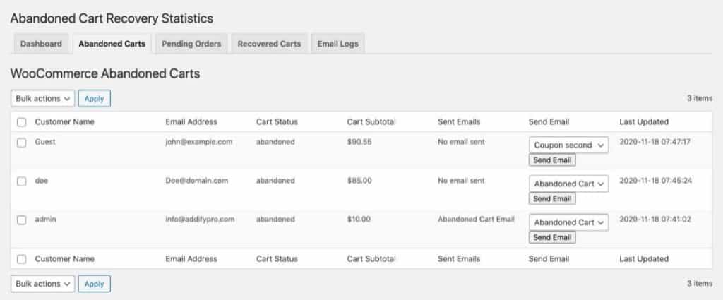 WooCommerce Abandonded Cart Recovery Plugin