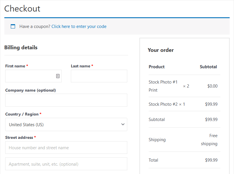 WooCommerce Checkout Form