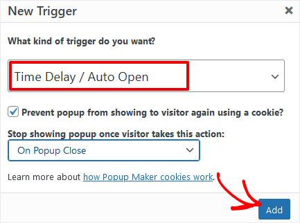 Popup Maker Time Delay Trigger