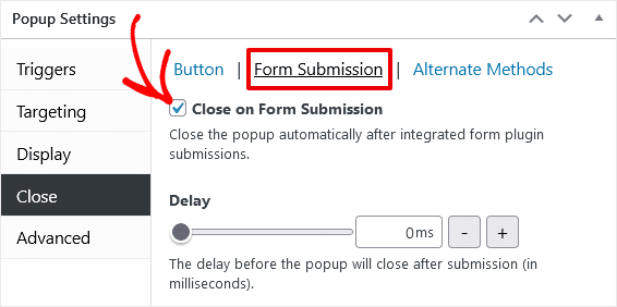 Popup Maker Close on Form Submit