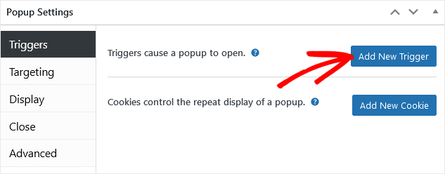 Popup Maker Add Trigger