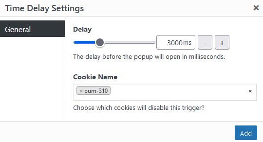 Popup on WordPress Time Delay in Milliseconds