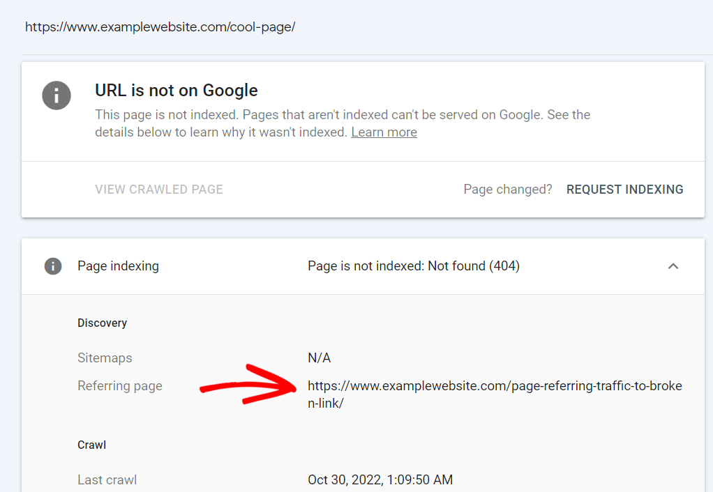 Search Console Broken Link Report