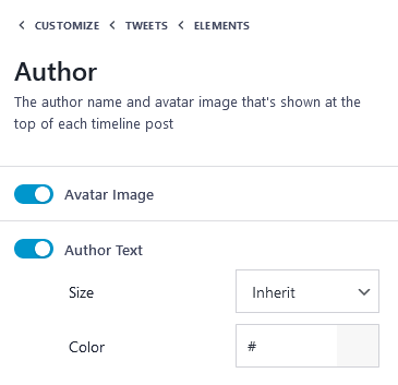 Twitter Feed Customize Author Settings