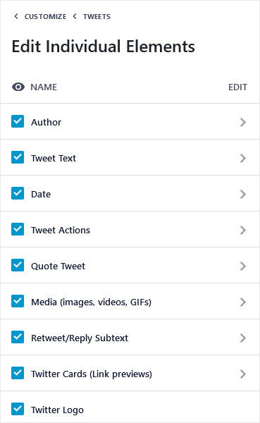 Twitter Feed Customize Tweet Elements