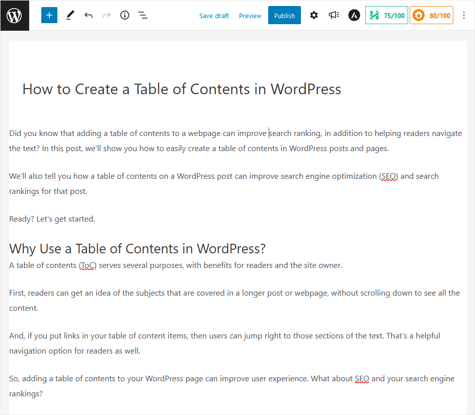 WordPress Page Example