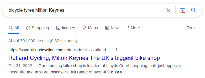 Search Results Keyword Ranking Example