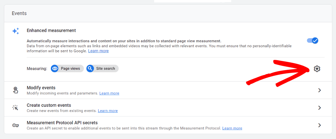 GA4 enhanced measurement settings