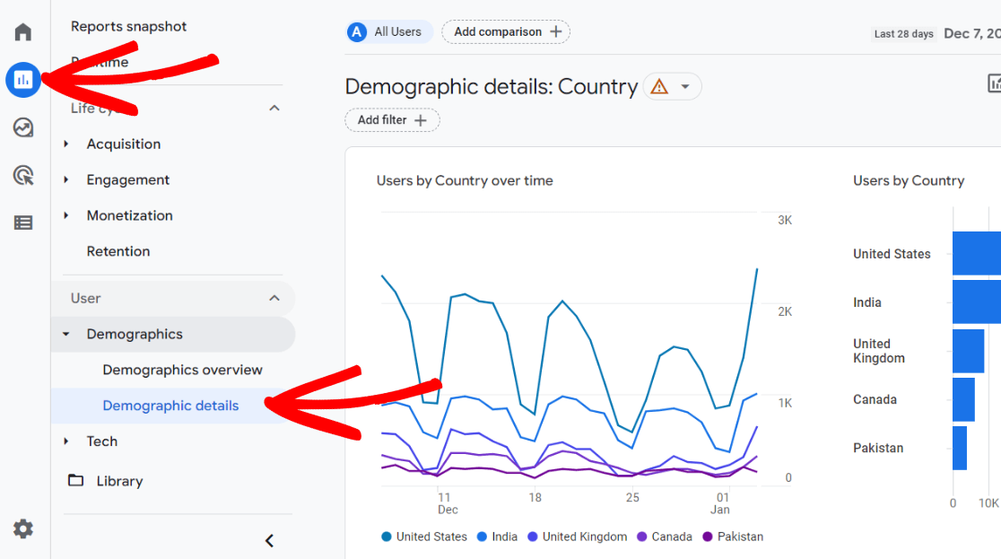 GA4 demographic details report