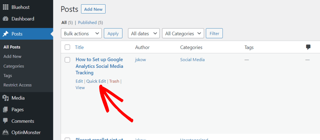 Quick Edit WordPress Posts - Change Author in WordPress