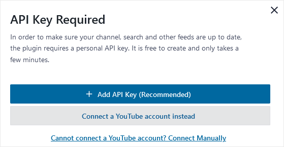 Add YouTube API Key or Account