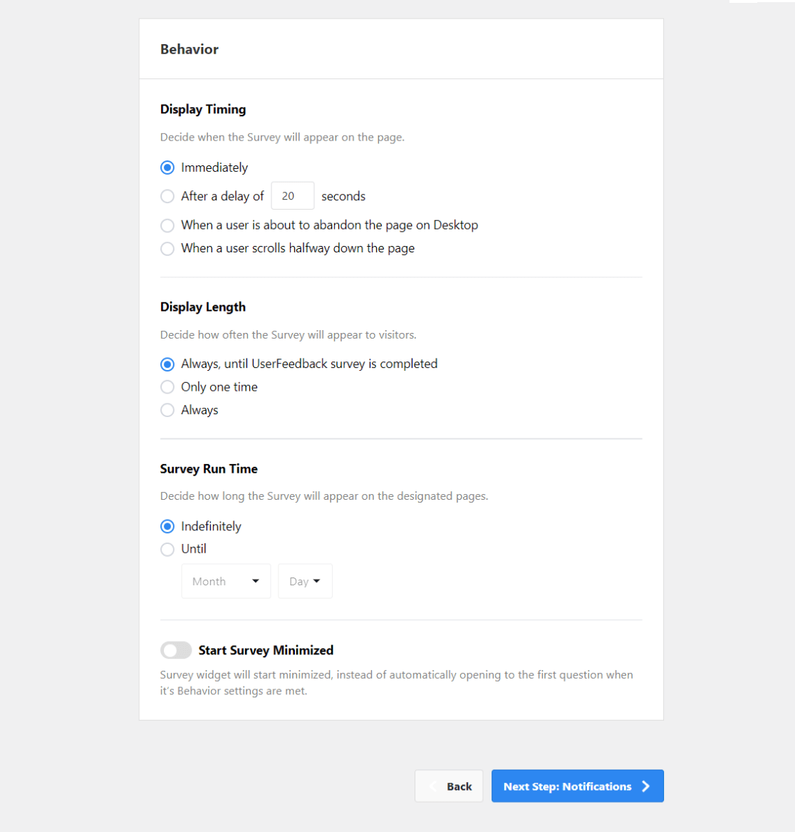 UserFeedback Settings - bottom