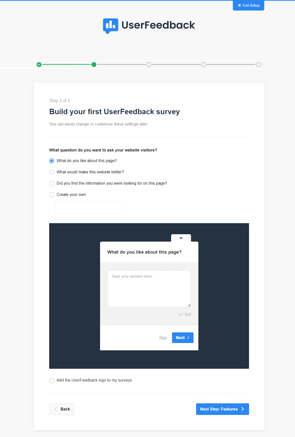 How to Create a Survey - UserFeedback
