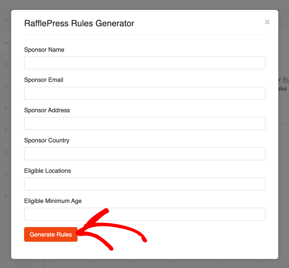 RafflePress Generate Rules for Giveaway