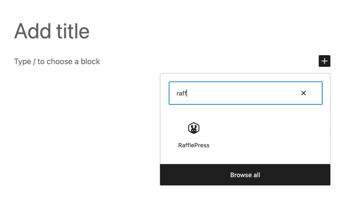 RafflePress Add WordPress Block