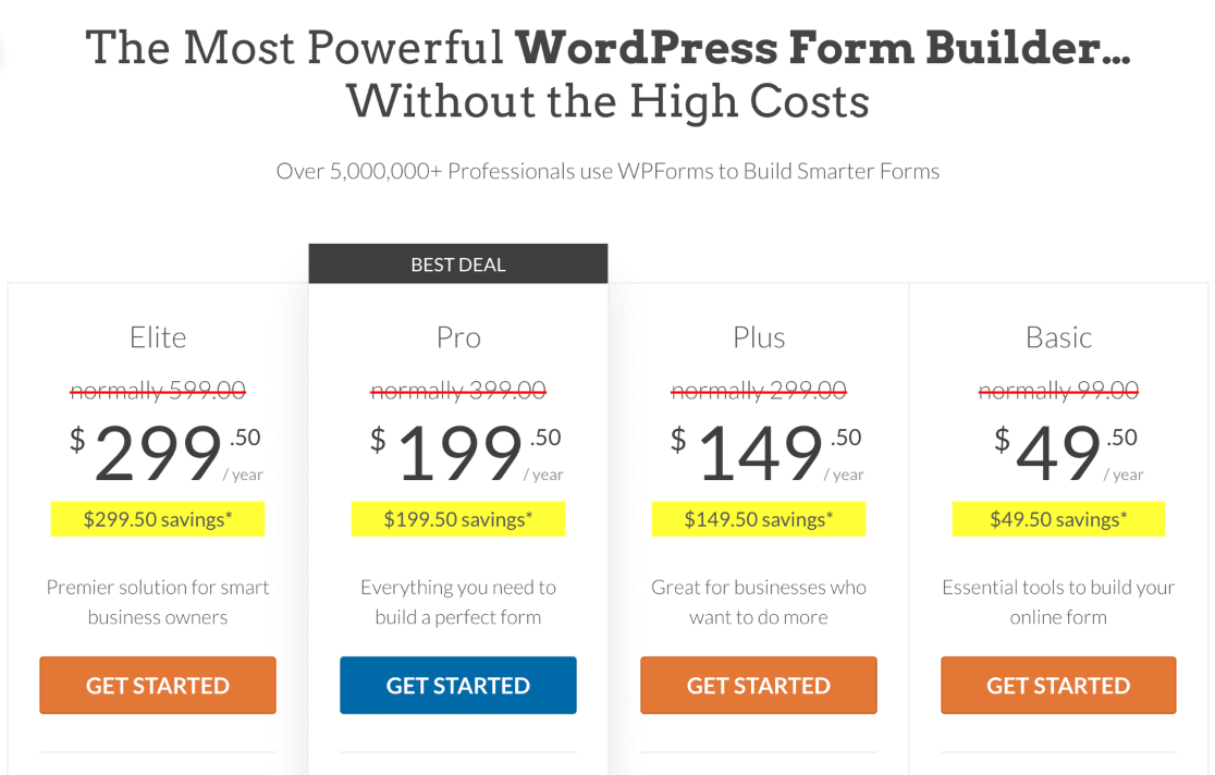 WPForms Pricing Plans