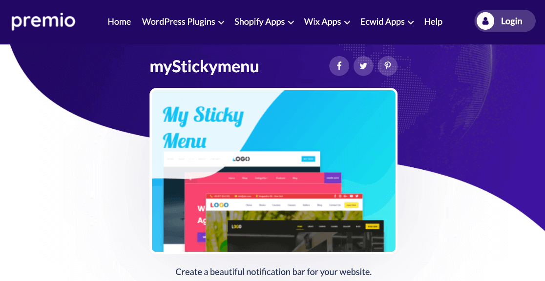 myStickymenu home