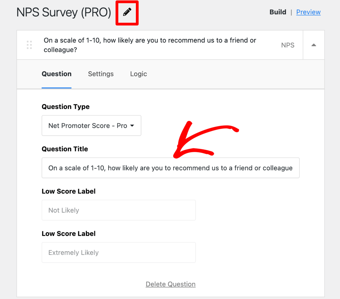 userfeedback edit net promoter score survey question