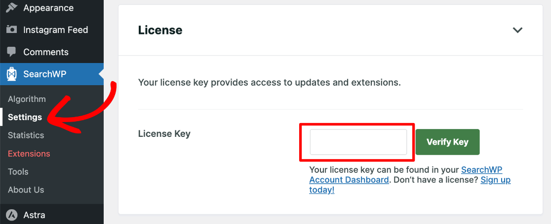 SearchWP license key