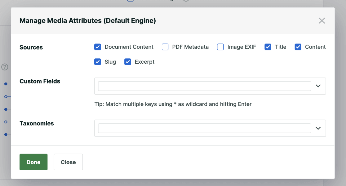 SearchWP Manage Media Attributes