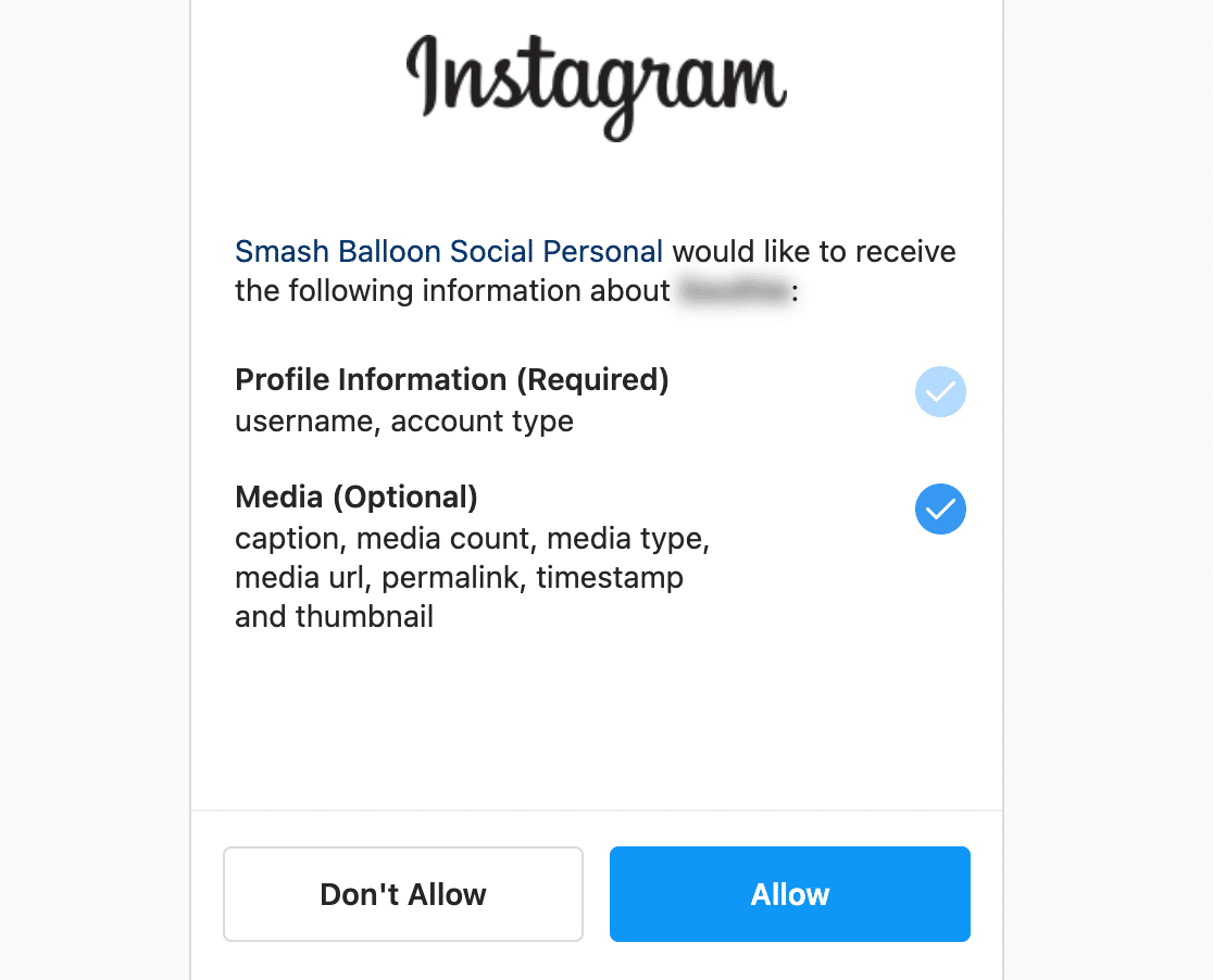 Smash Balloon Connect Instagram - Allow