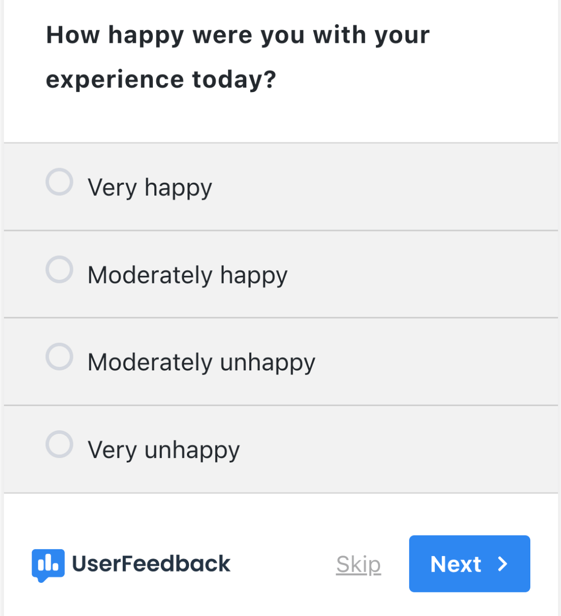 UserFeedback customer satisfaction survey template - binary likert scale