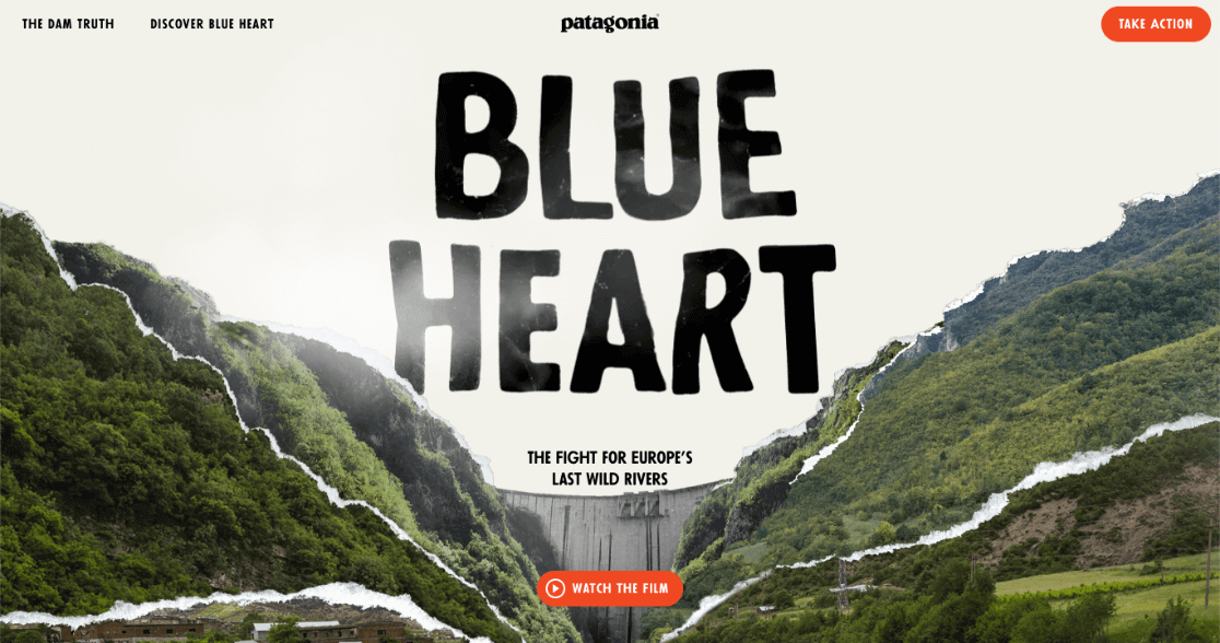 Blue Heart Microsite vs Landing Page example