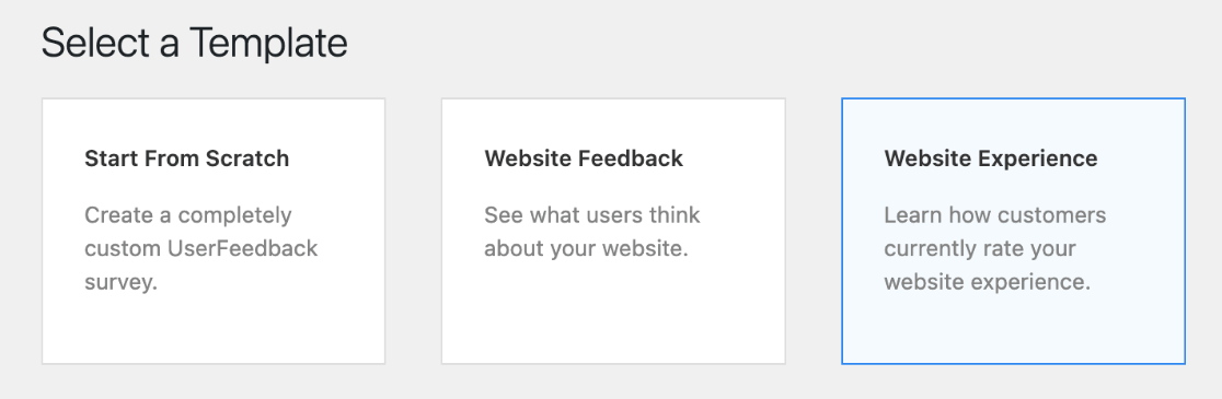 UserFeedback template - website experience