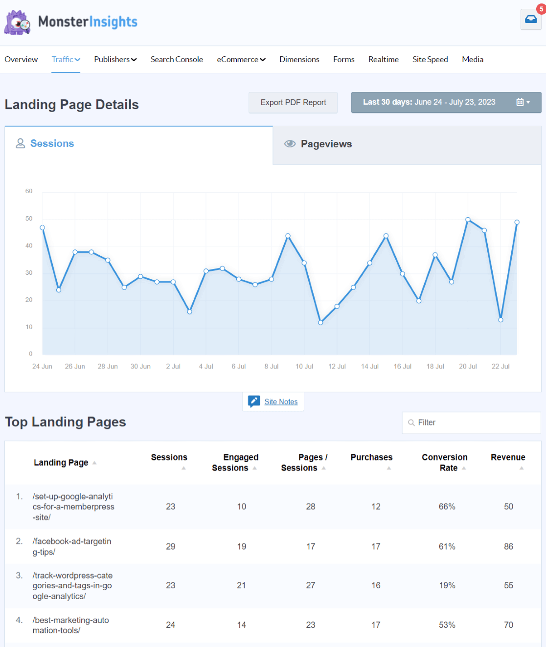 MonsterInsights Landing Page Details