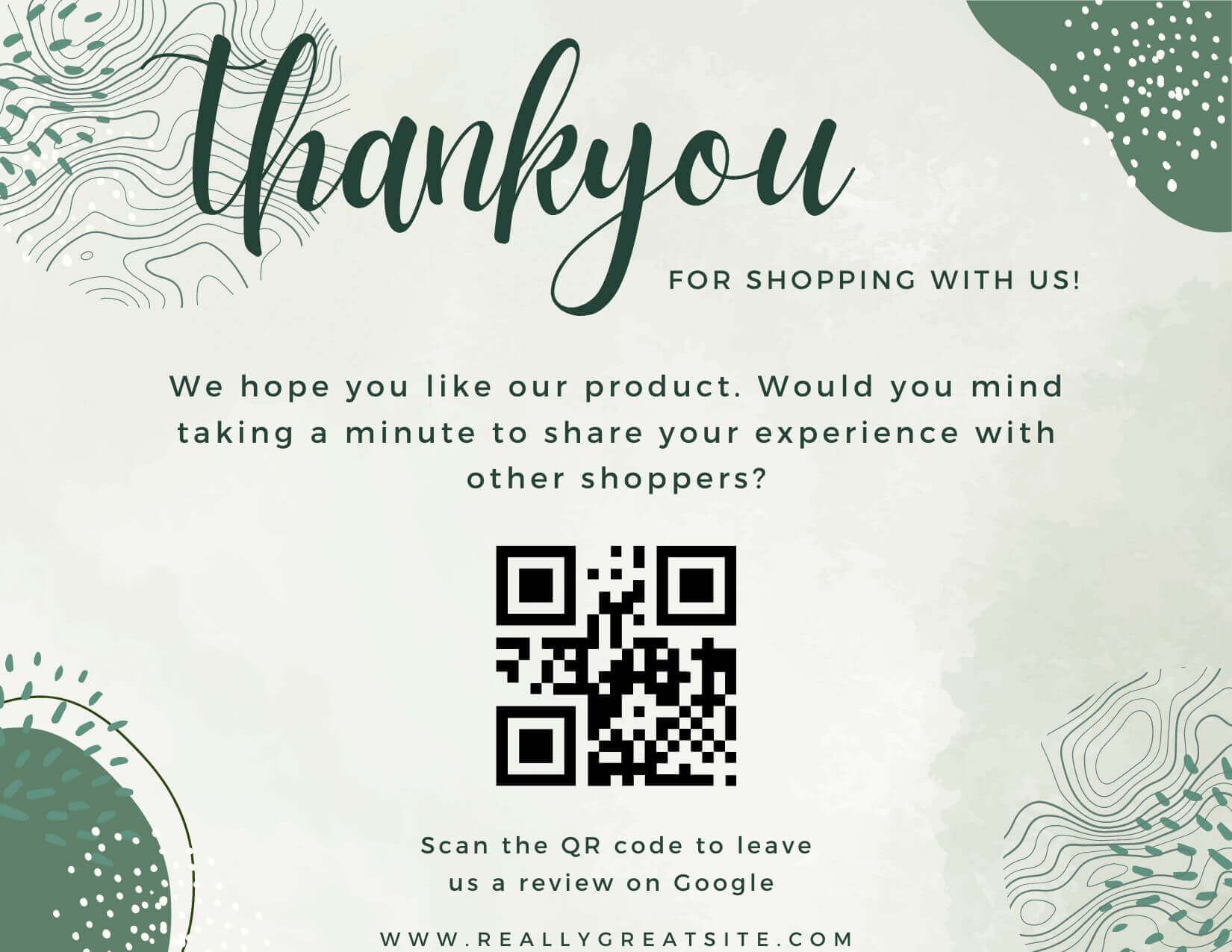 how to ask for reviews - canva thank you card example