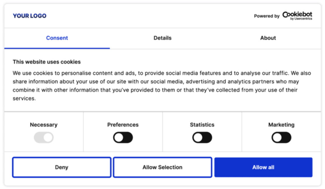 CookieBot GDPR template