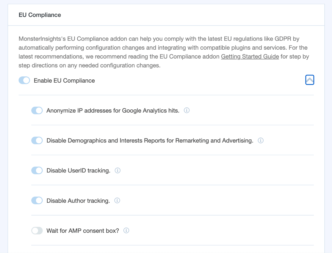 EU compliance settings