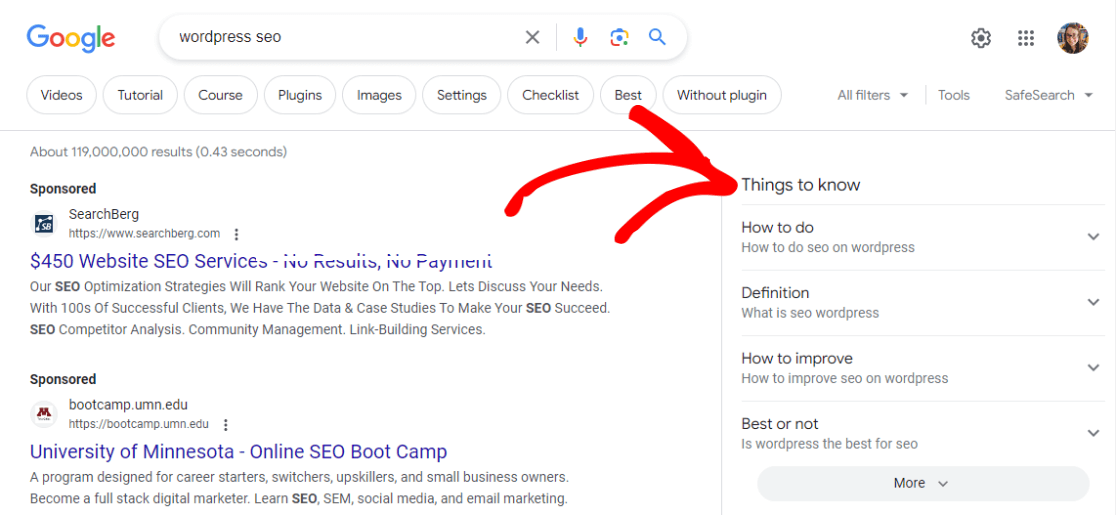 Google results - things to know box