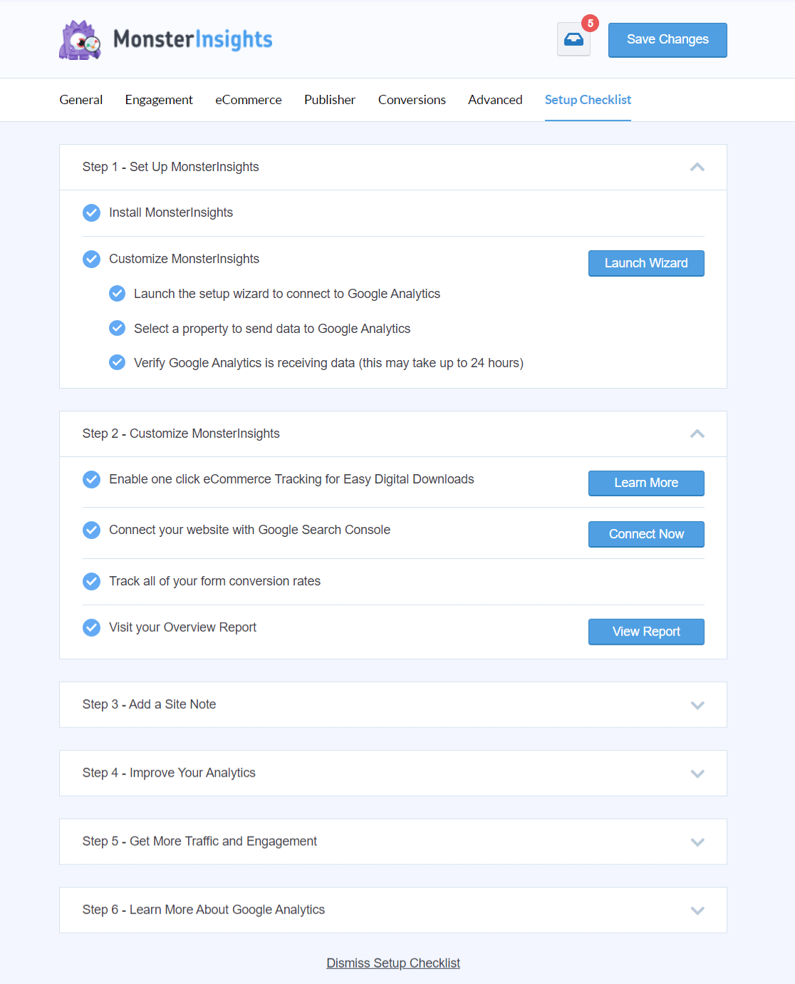 MonsterInsights Setup Checklist