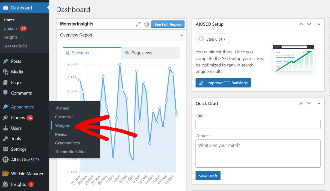 How to add widgets to WordPress