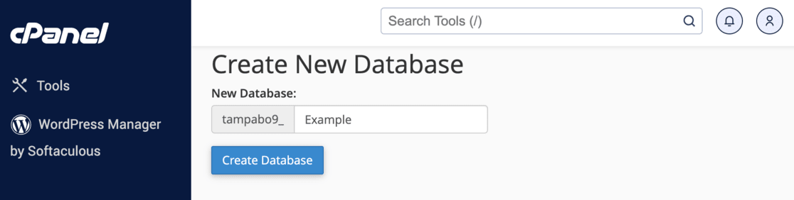 create database Bluehost