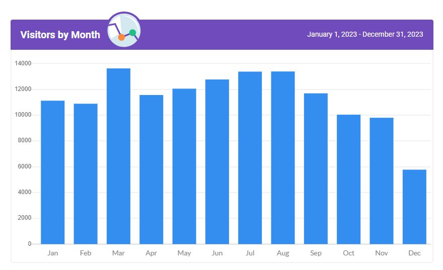 Visitors by Month - Year in Review Report