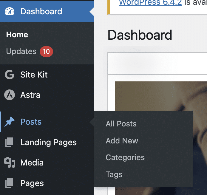 post or pages WordPress dashboard