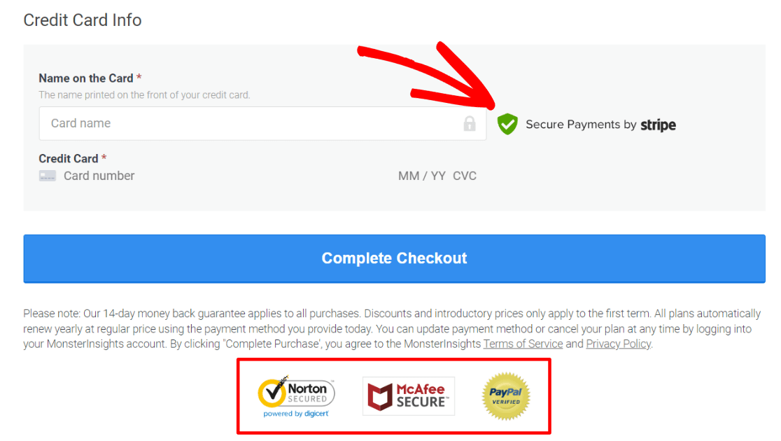 Trust logos in checkout for abandoned cart recovery