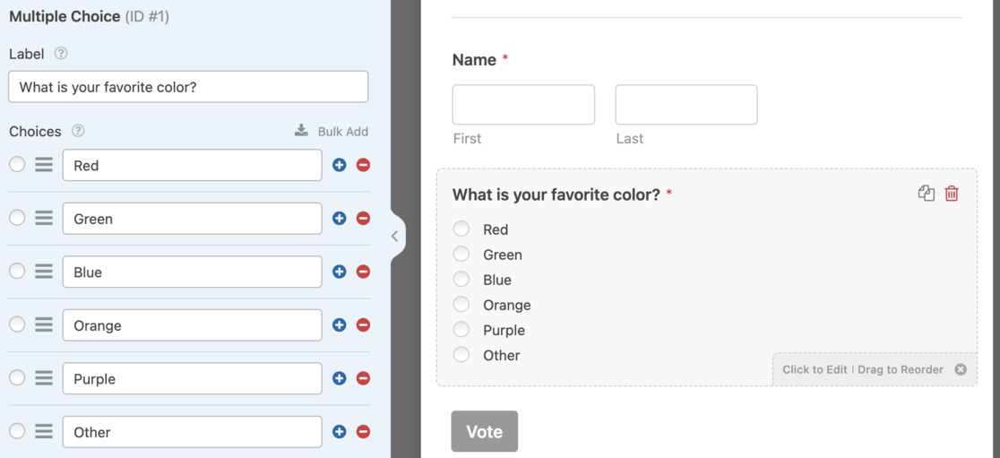 wordpress poll question edit wpforms