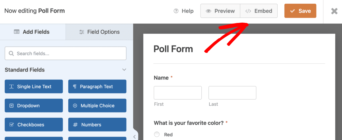 embed poll wpforms