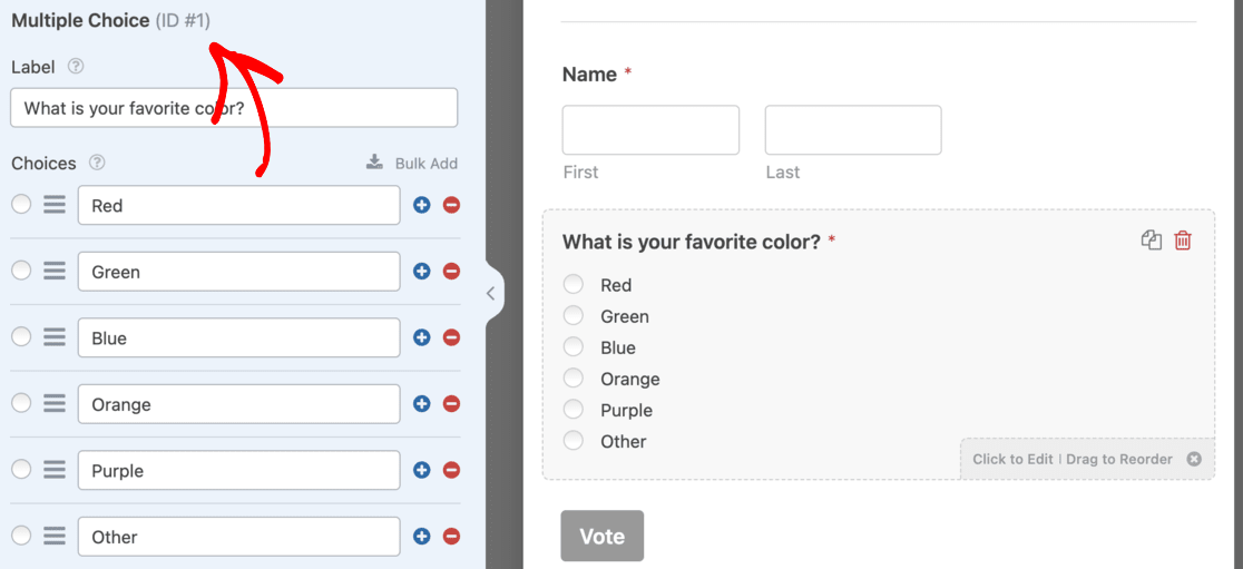 poll field id wpforms