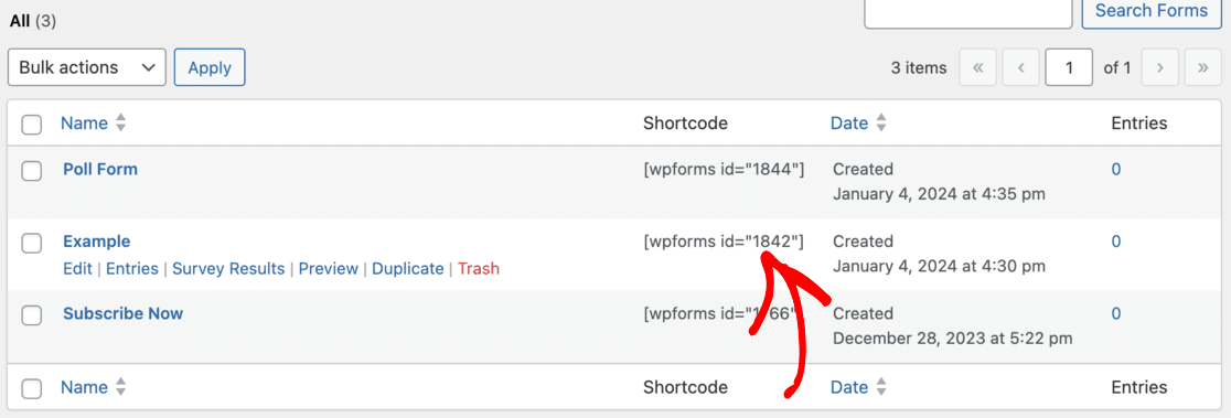 shortcode poll wpforms